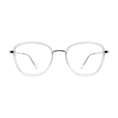 College Fashion 66109 modern square prescription eyeglasses in transparent, front view