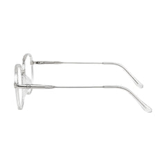 College Fashion 66109 modern square prescription eyeglasses in transparent, side profile view