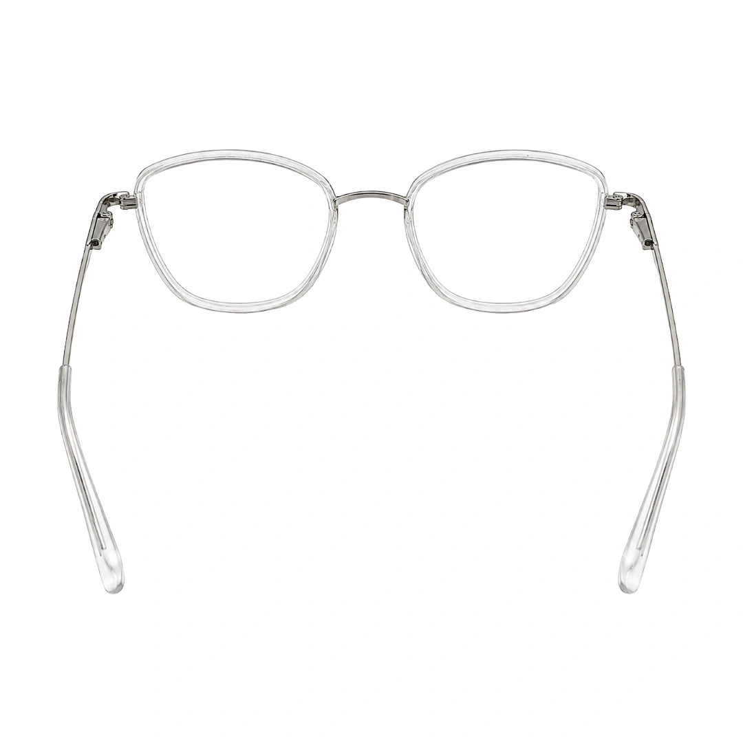College Fashion 66109 modern square prescription eyeglasses in transparent, rear view