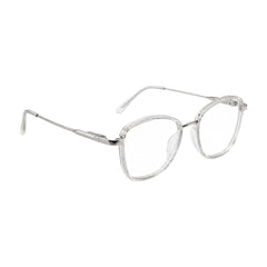 College Fashion 66109 modern square prescription eyeglasses in transparent, angled view
