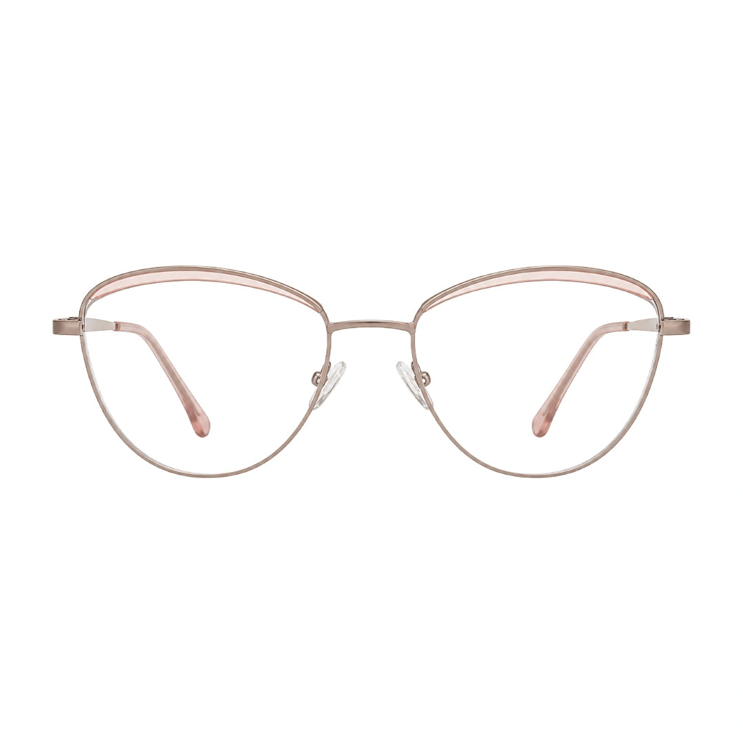 College Fashion 66110 sculpted brow cat-eye optical frame in beige, front view