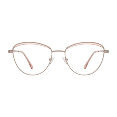 College Fashion 66110 sculpted brow cat-eye optical frame in beige, front view