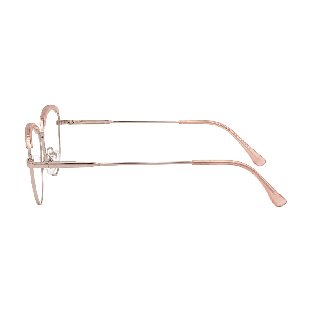 College Fashion 66110 sculpted brow cat-eye optical frame in beige, side profile view