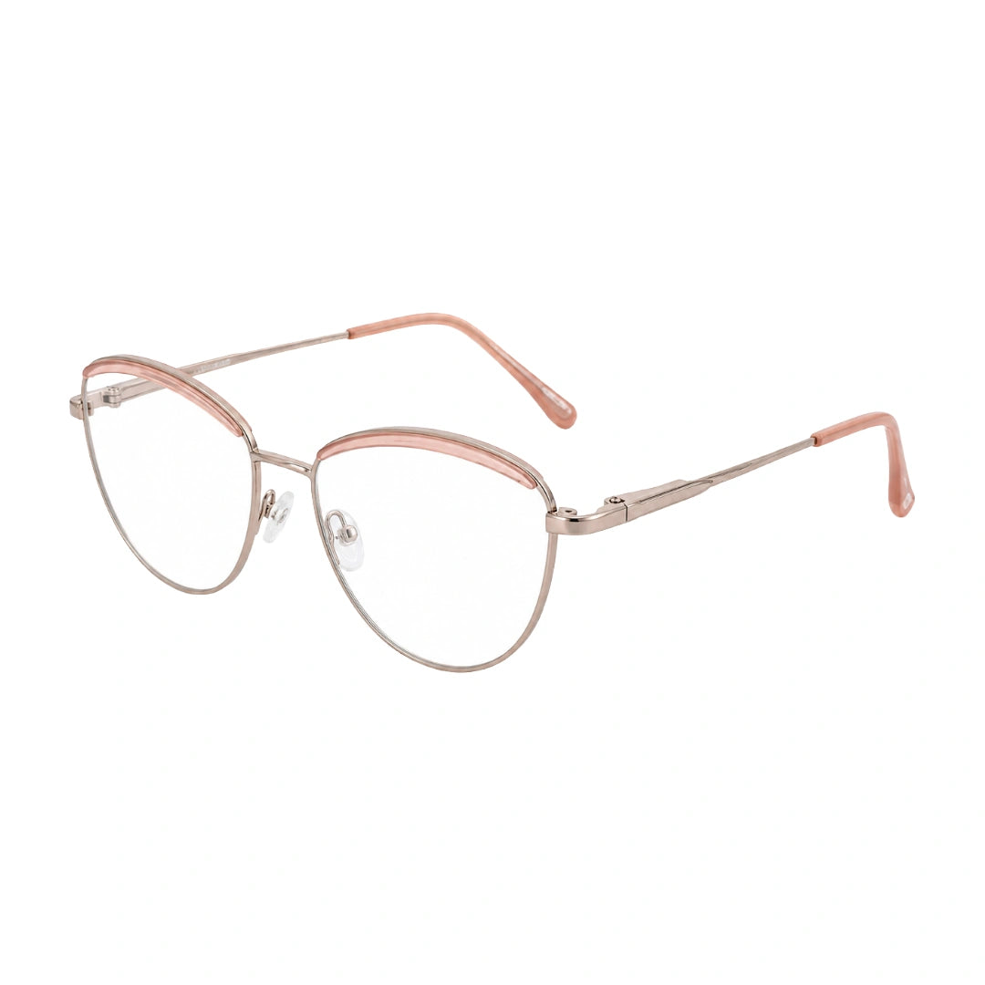 College Fashion 66110 sculpted brow cat-eye optical frame in beige, three-quarter angled view