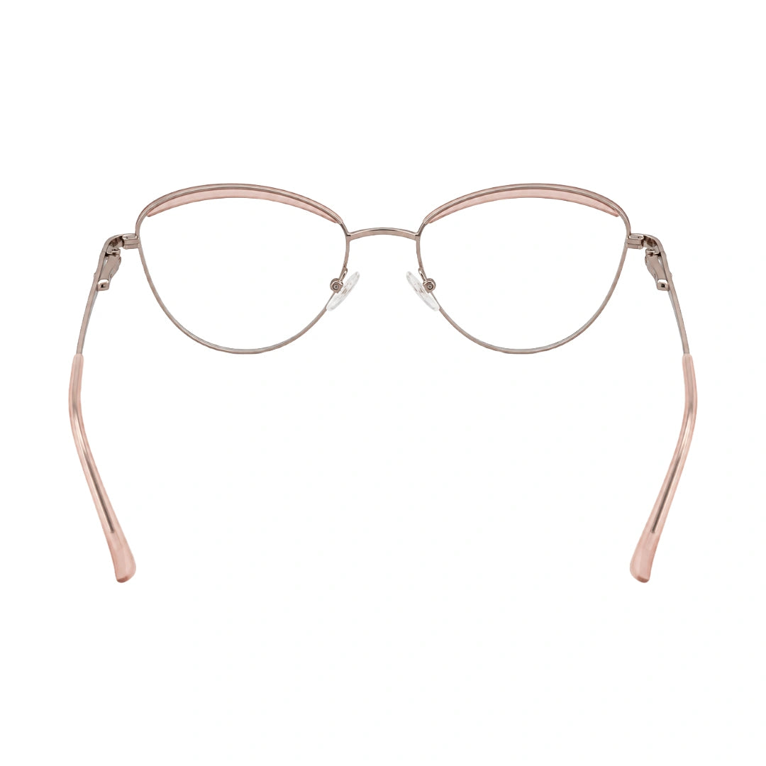 College Fashion 66110 sculpted brow cat-eye optical frame in beige, rear view