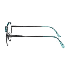 College Fashion 66110 sculpted brow cat-eye optical frame in blue and gunmetal, side profile view