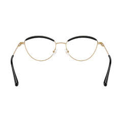 College Fashion 66110 sculpted brow cat-eye optical frame in gold and black, rear view