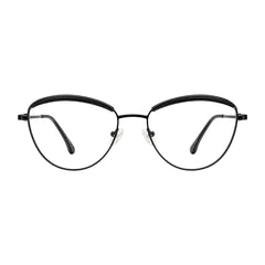 College Fashion 66110 sculpted brow cat-eye optical frame in glossy black, front view
