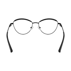 College Fashion 66110 sculpted brow cat-eye optical frame in glossy black, rear view