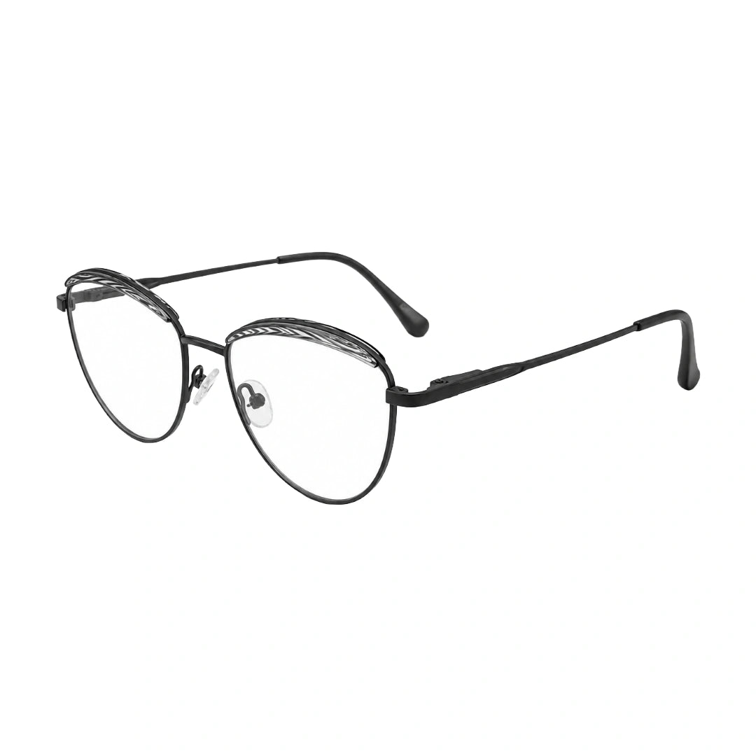 College Fashion 66110 sculpted brow cat-eye optical frame in gradient black, three-quarter angled view