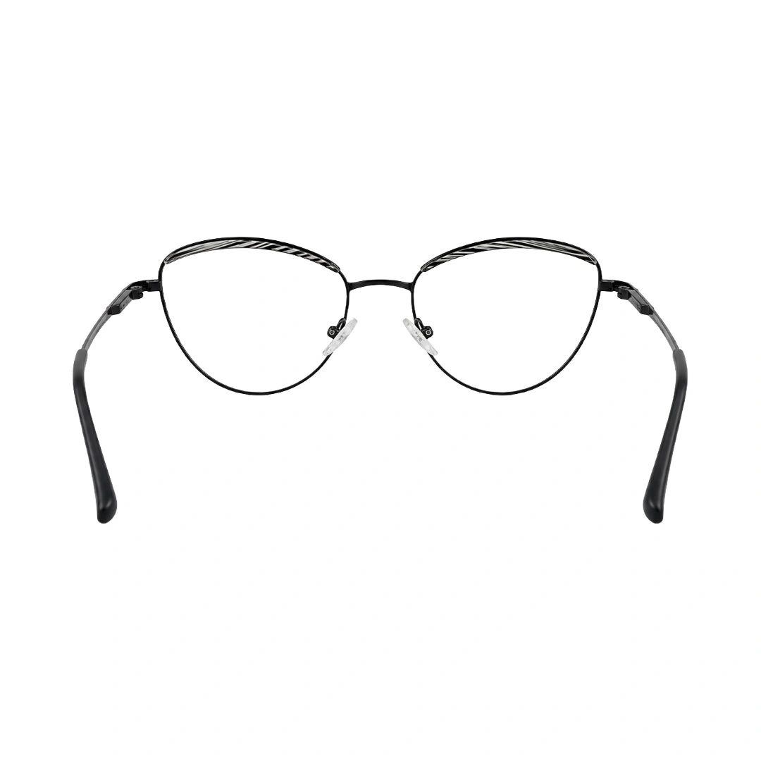 College Fashion 66110 sculpted brow cat-eye optical frame in gradient black, rear view