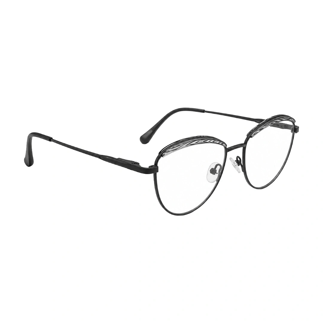 College Fashion 66110 sculpted brow cat-eye optical frame in gradient black, angled view