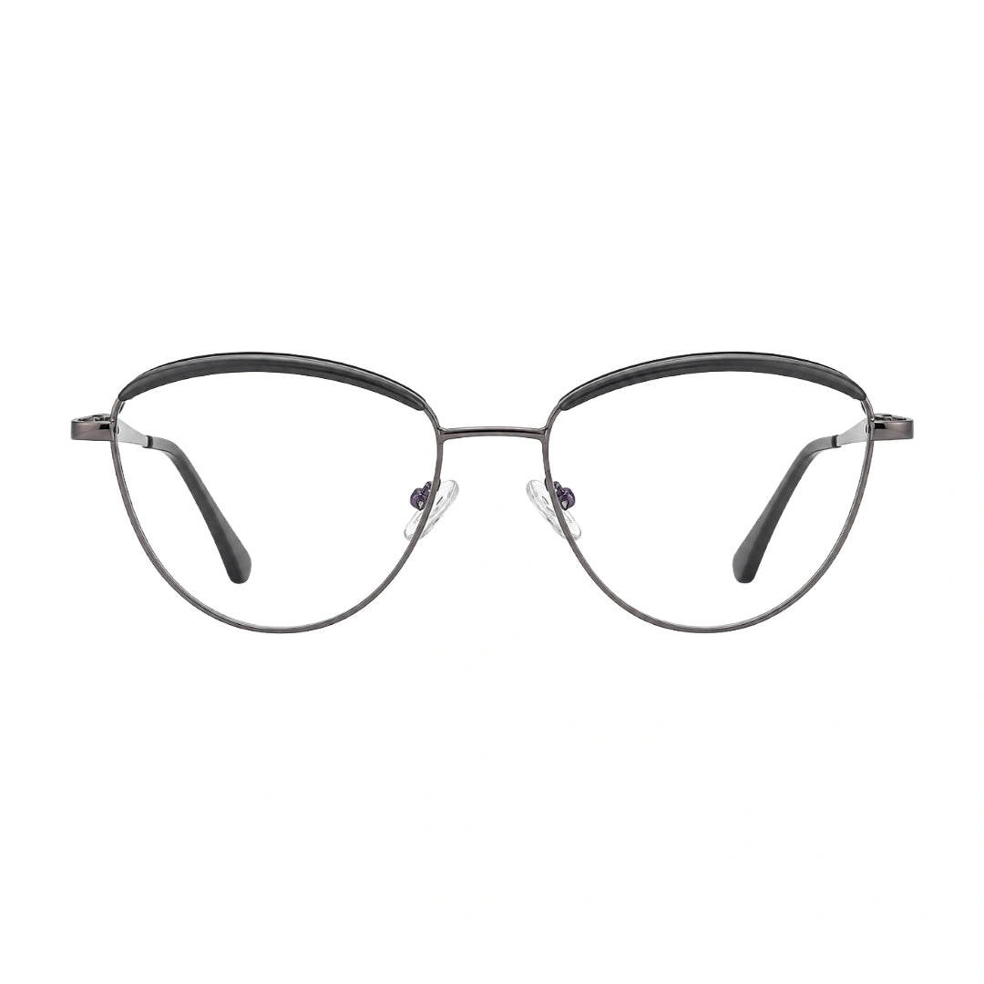 College Fashion 66110 sculpted brow cat-eye optical frame in grey, front view
