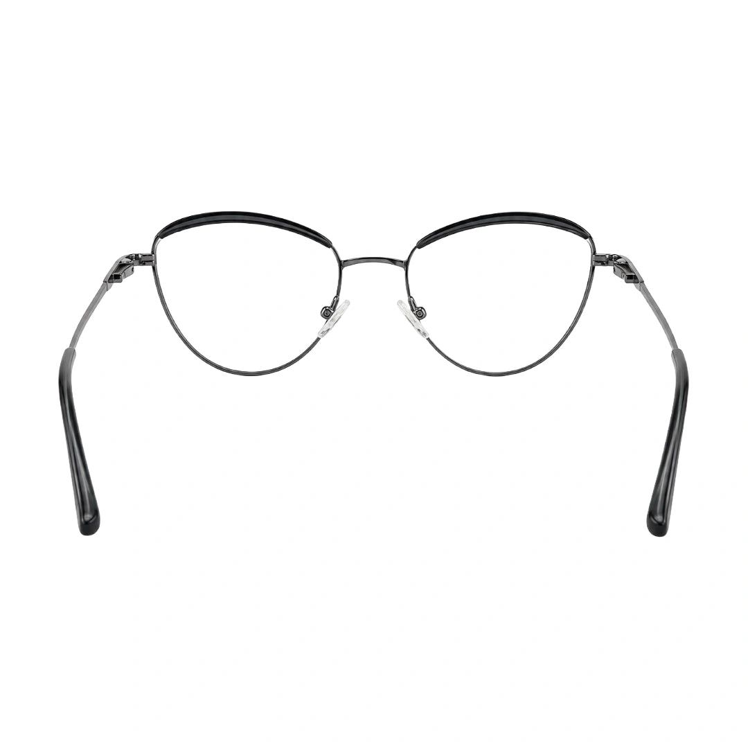College Fashion 66110 sculpted brow cat-eye optical frame in grey, rear view