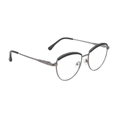 College Fashion 66110 sculpted brow cat-eye optical frame in grey, angled view