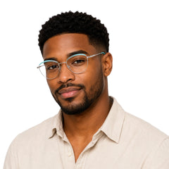 College Fashion 66110 sculpted brow cat-eye optical frame in silver and sky blue