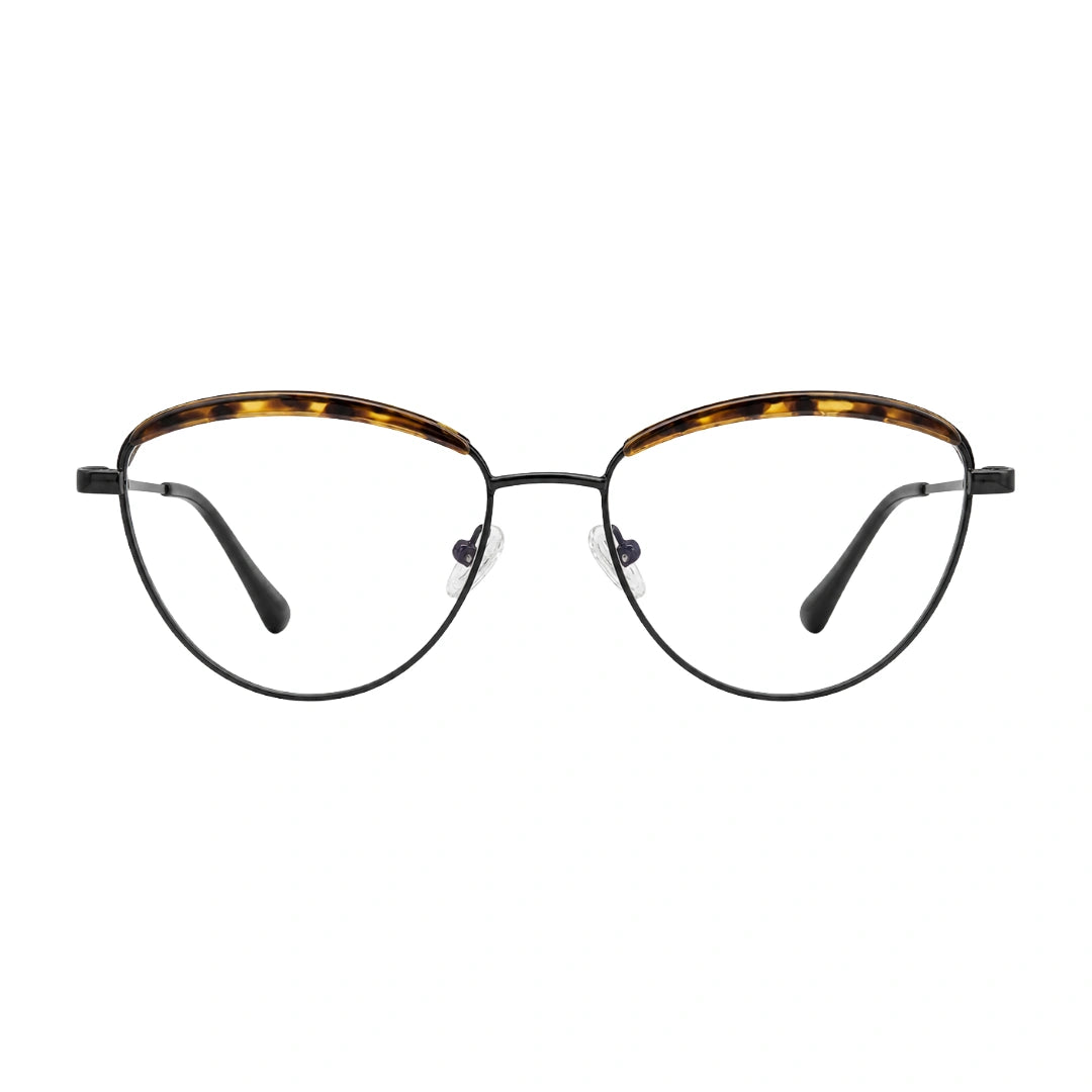 College Fashion 66110 sculpted brow cat-eye optical frame in tortoise shell, front view