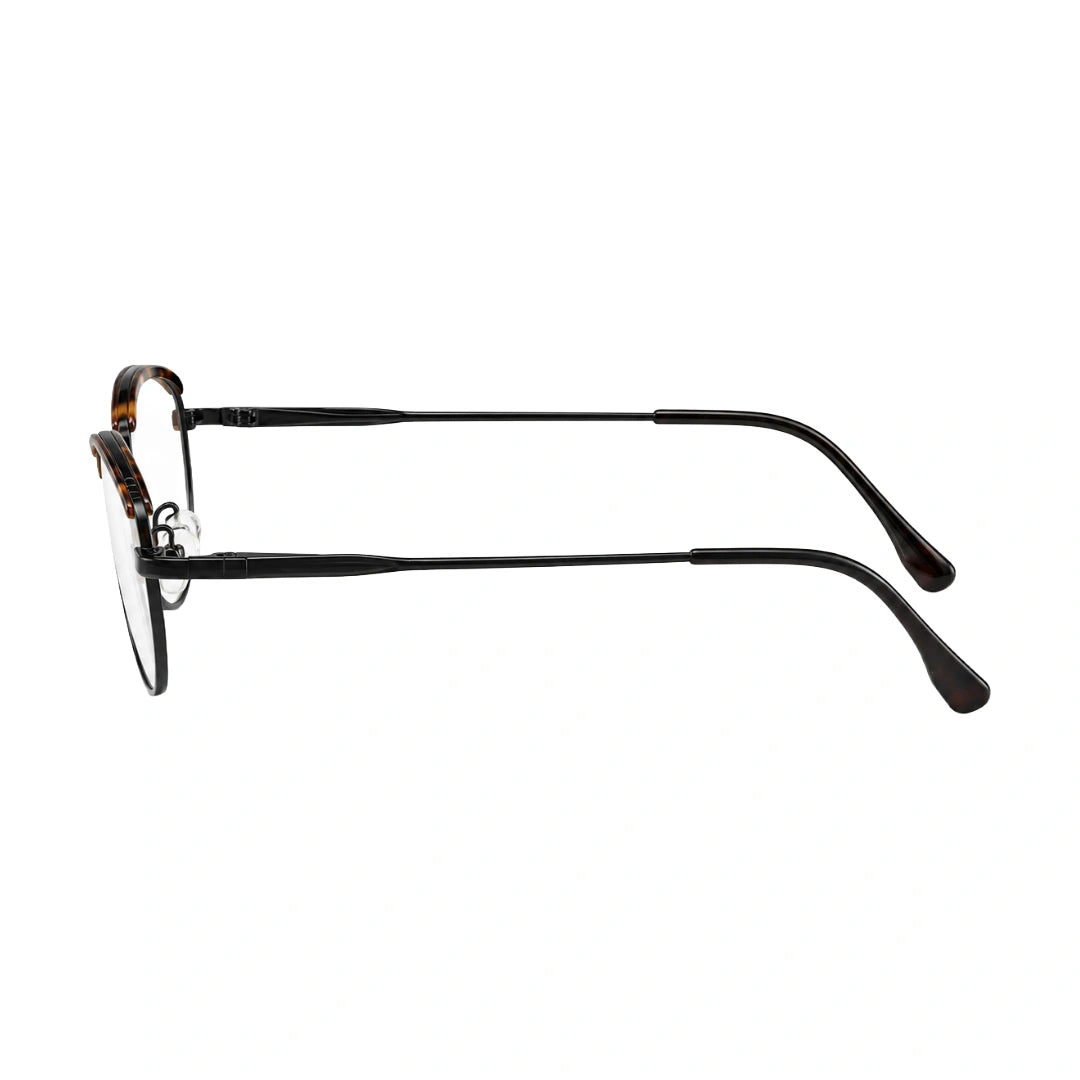 College Fashion 66110 sculpted brow cat-eye optical frame in tortoise shell, side profile view