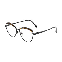 College Fashion 66110 sculpted brow cat-eye optical frame in tortoise shell, three-quarter angled view