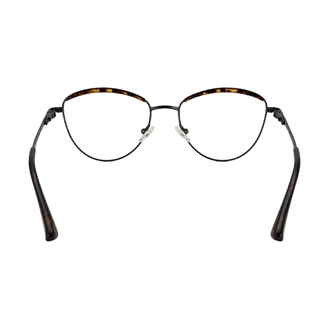 College Fashion 66110 sculpted brow cat-eye optical frame in tortoise shell, rear view