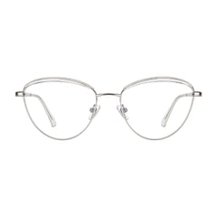 College Fashion 66110 sculpted brow cat-eye optical frame in transparent, front view