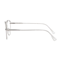 College Fashion 66110 sculpted brow cat-eye optical frame in transparent, side profile view