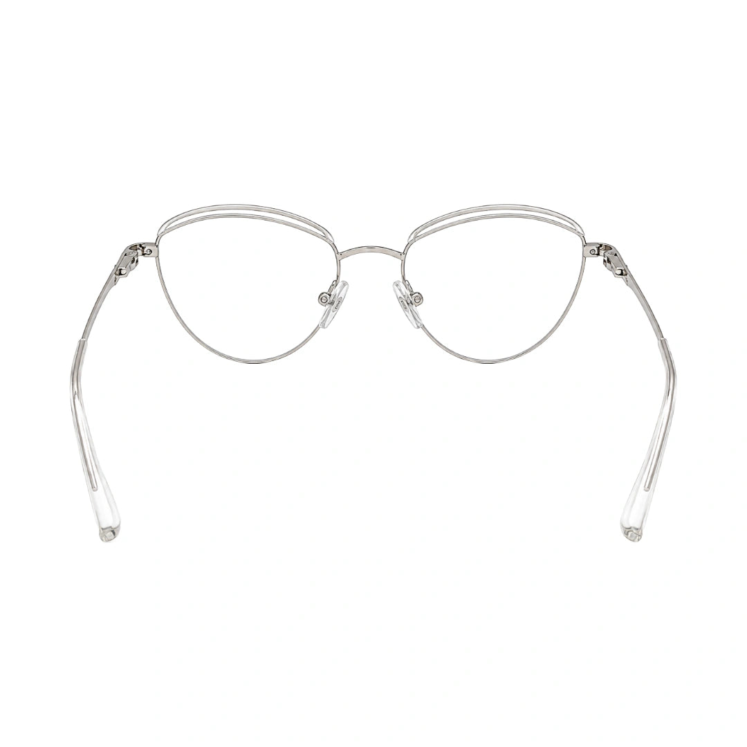 College Fashion 66110 sculpted brow cat-eye optical frame in transparent, rear view