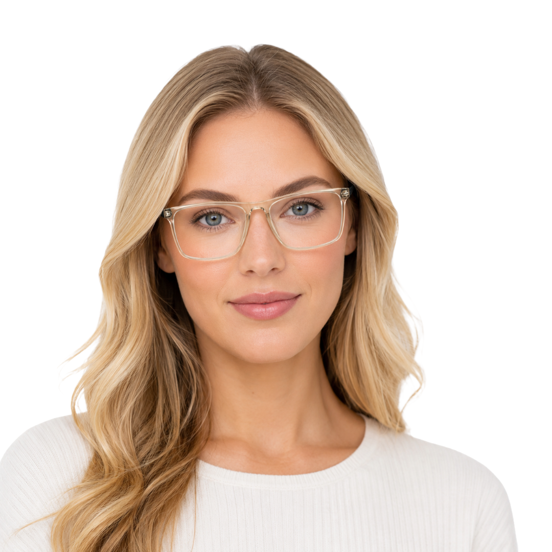 Classic Rectangle Eyeglasses - Lightweight Frame with Metal Temples-51
