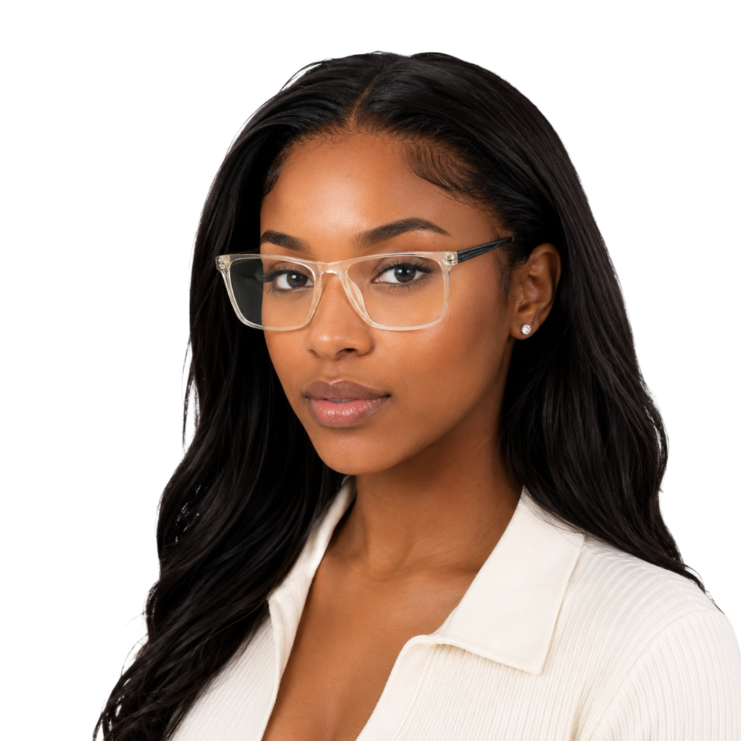 Classic Rectangle Eyeglasses - Lightweight Frame with Metal Temples-53