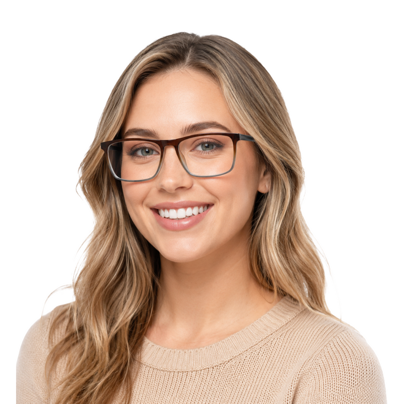 Classic Rectangle Eyeglasses - Lightweight Frame with Metal Temples-zoom-