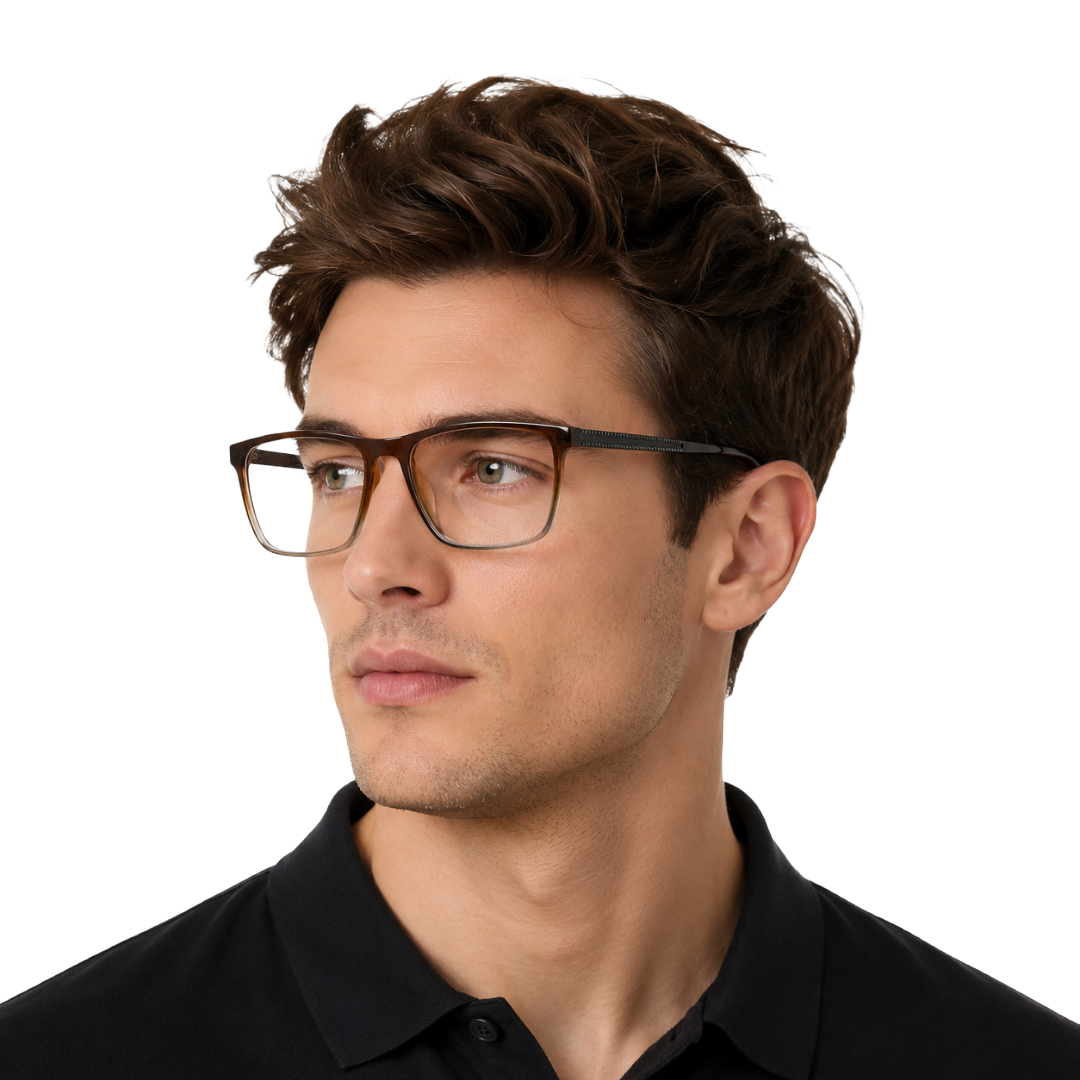 Classic Rectangle Eyeglasses - Lightweight Frame with Metal Temples-43