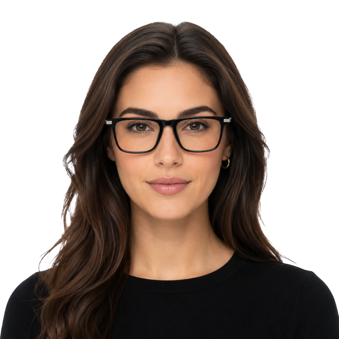 Classic Rectangle Eyeglasses - Lightweight Frame with Metal Temples-33