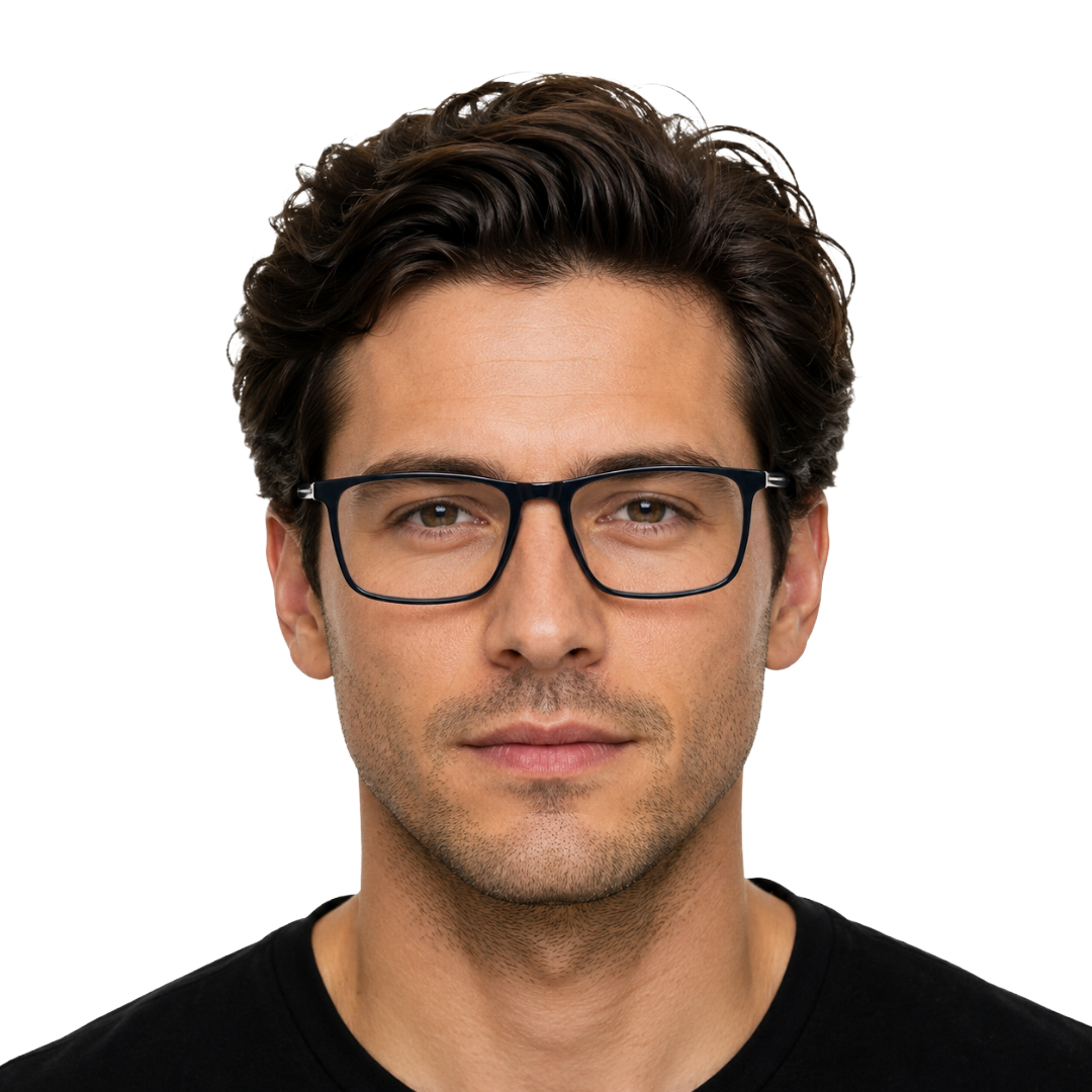 Classic Rectangle Eyeglasses - Lightweight Frame with Metal Temples-34