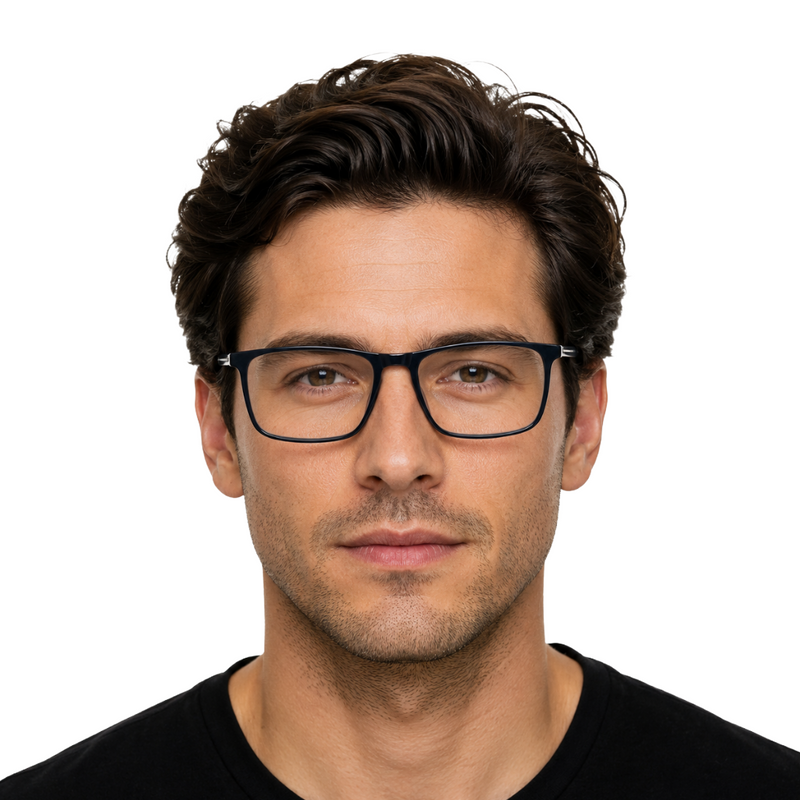 Classic Rectangle Eyeglasses - Lightweight Frame with Metal Temples-zoom-
