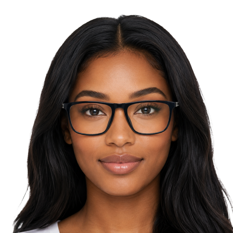 Classic Rectangle Eyeglasses - Lightweight Frame with Metal Temples-zoom-