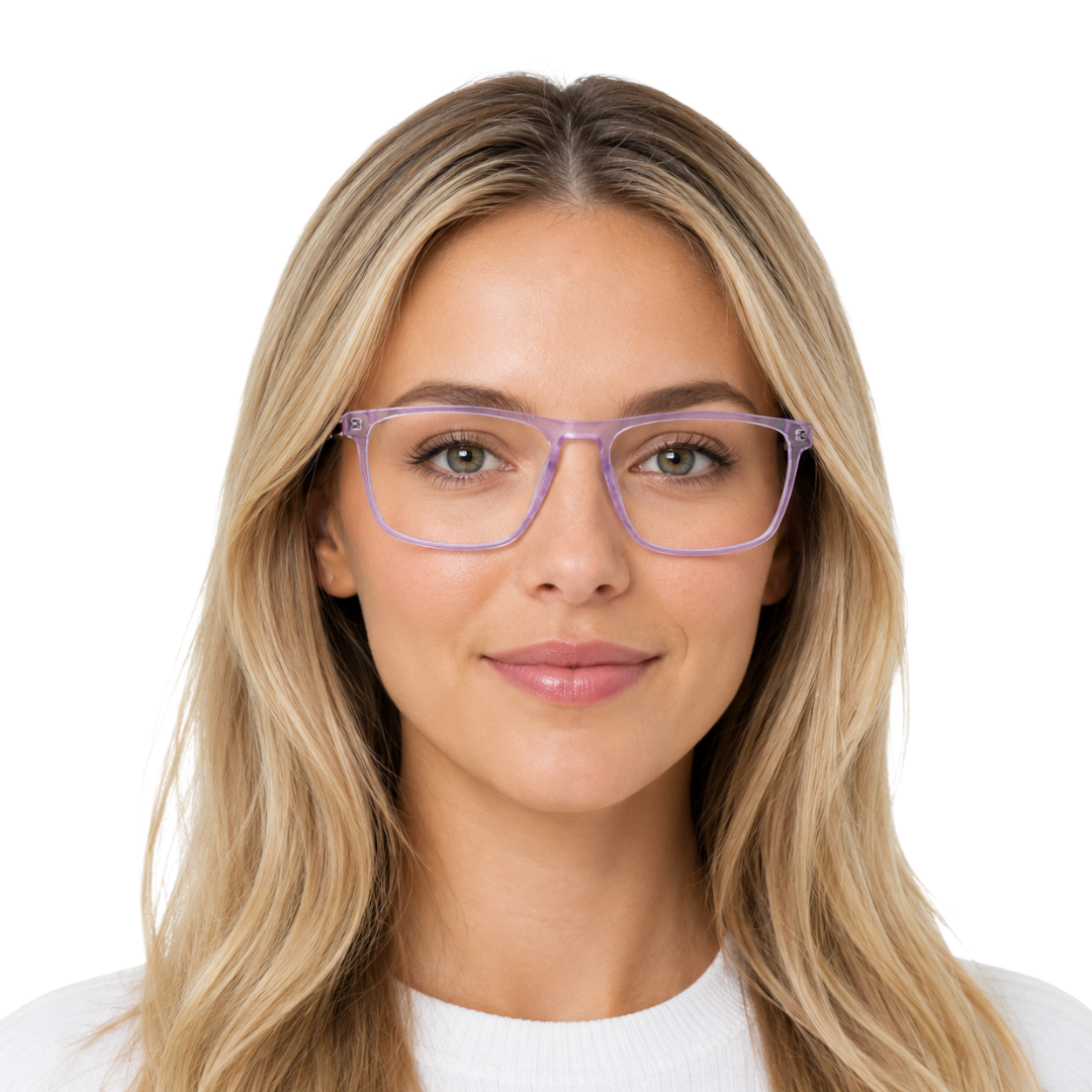 Classic Rectangle Eyeglasses - Lightweight Frame with Metal Temples-26