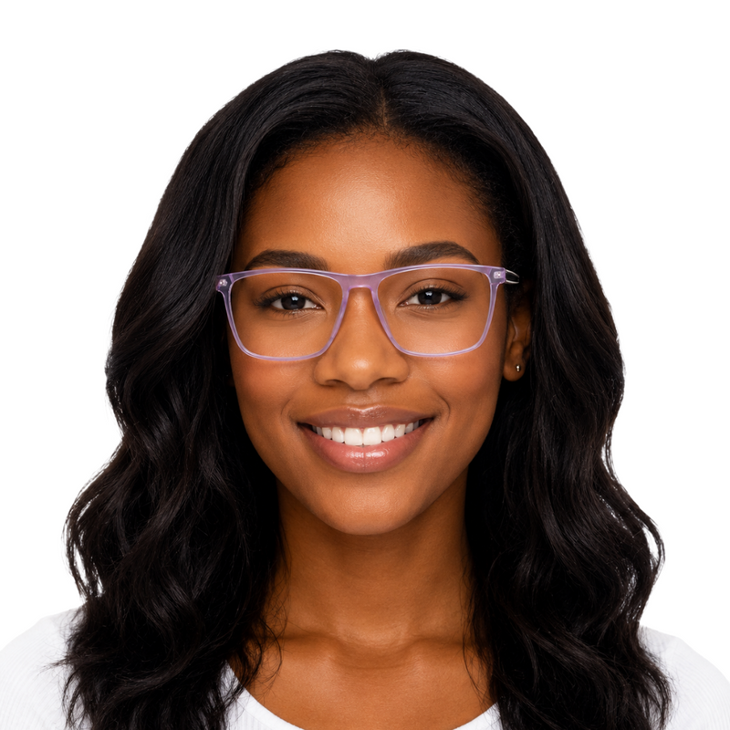 Classic Rectangle Eyeglasses - Lightweight Frame with Metal Temples-zoom-