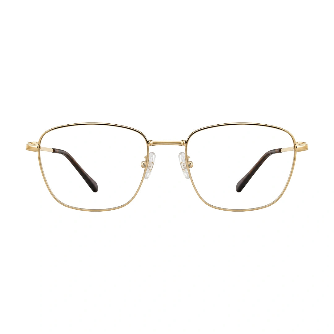 OS Fashion Style 22003 unisex square prescription frame in gold, front view