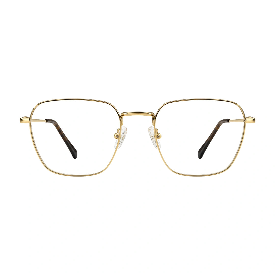 OS Fashion Style 22004 modern luxe square prescription eyeglasses in gold, front view