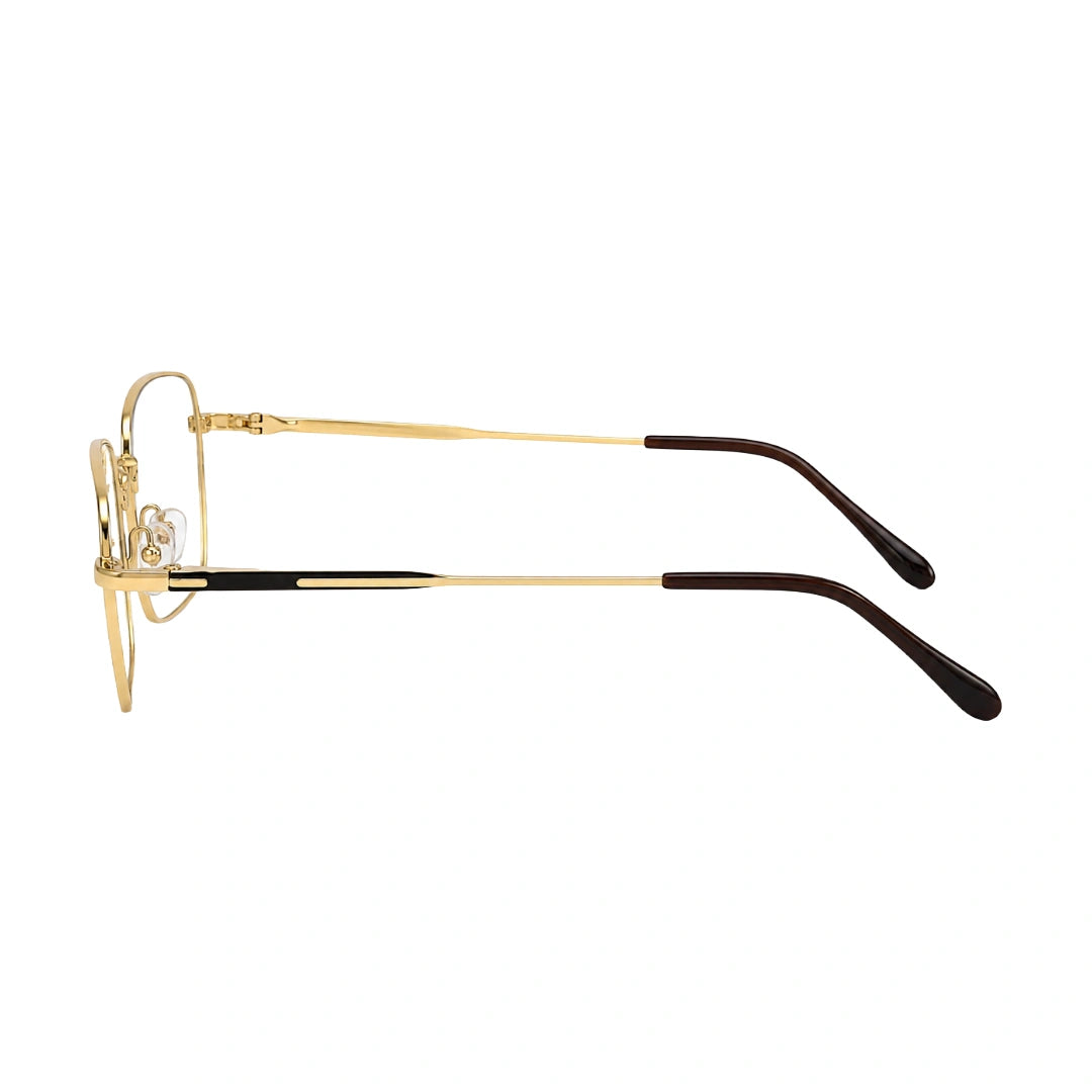 OS Fashion Style 22004 modern luxe square prescription eyeglasses in gold, side profile view