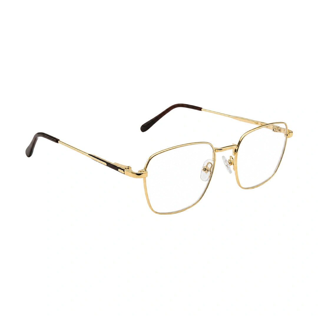 OS Fashion Style 22004 modern luxe square prescription eyeglasses in gold, angled view