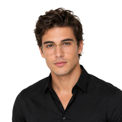 Man wearing OS Fashion Style 22004 modern luxe square prescription eyeglasses in gold