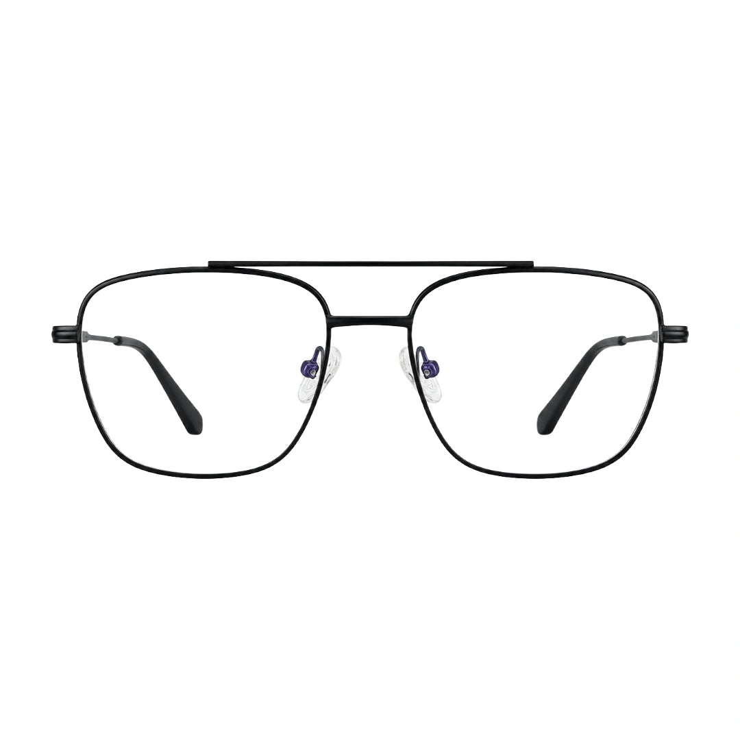 OS Fashion Style 22008 modern double bridge optical frame in black, front view