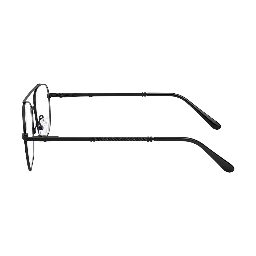 OS Fashion Style 22008 modern double bridge optical frame in black, side profile view