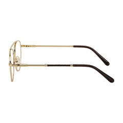 OS Fashion Style 22008 modern double bridge optical frame in brown and gold, side profile view