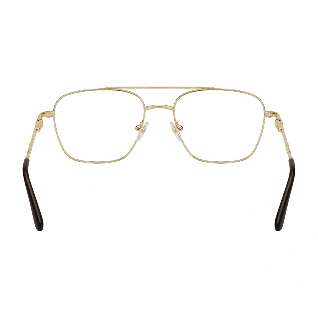 OS Fashion Style 22008 modern double bridge optical frame in brown and gold, rear view