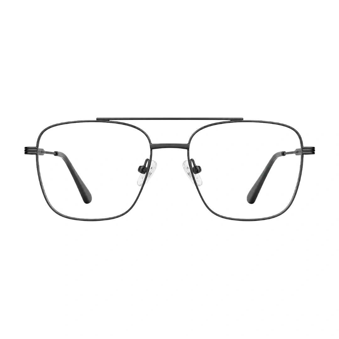 OS Fashion Style 22008 modern double bridge optical frame in gunmetal, front view