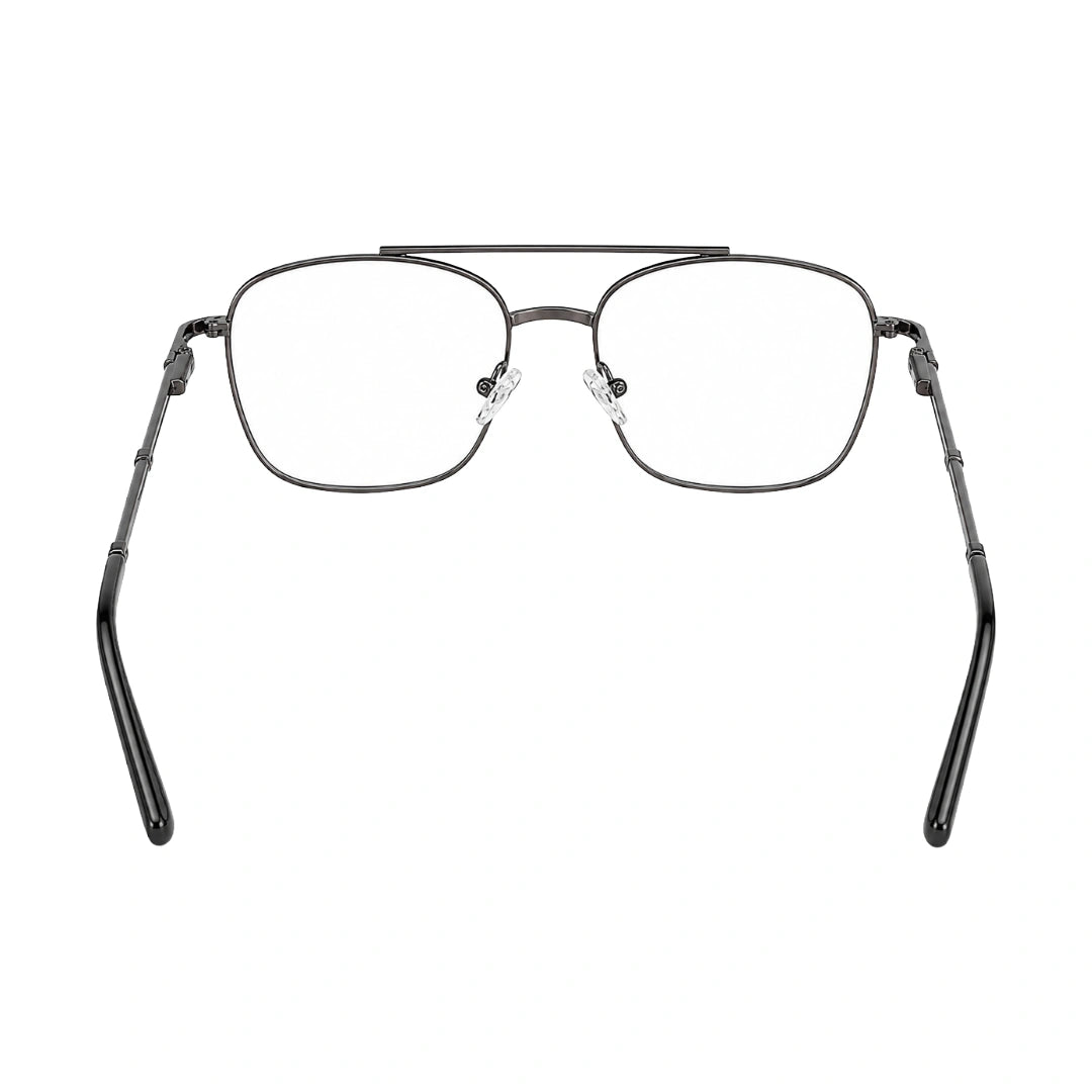 OS Fashion Style 22008 modern double bridge optical frame in gunmetal, rear view
