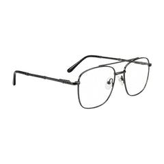 OS Fashion Style 22008 modern double bridge optical frame in gunmetal, angled view