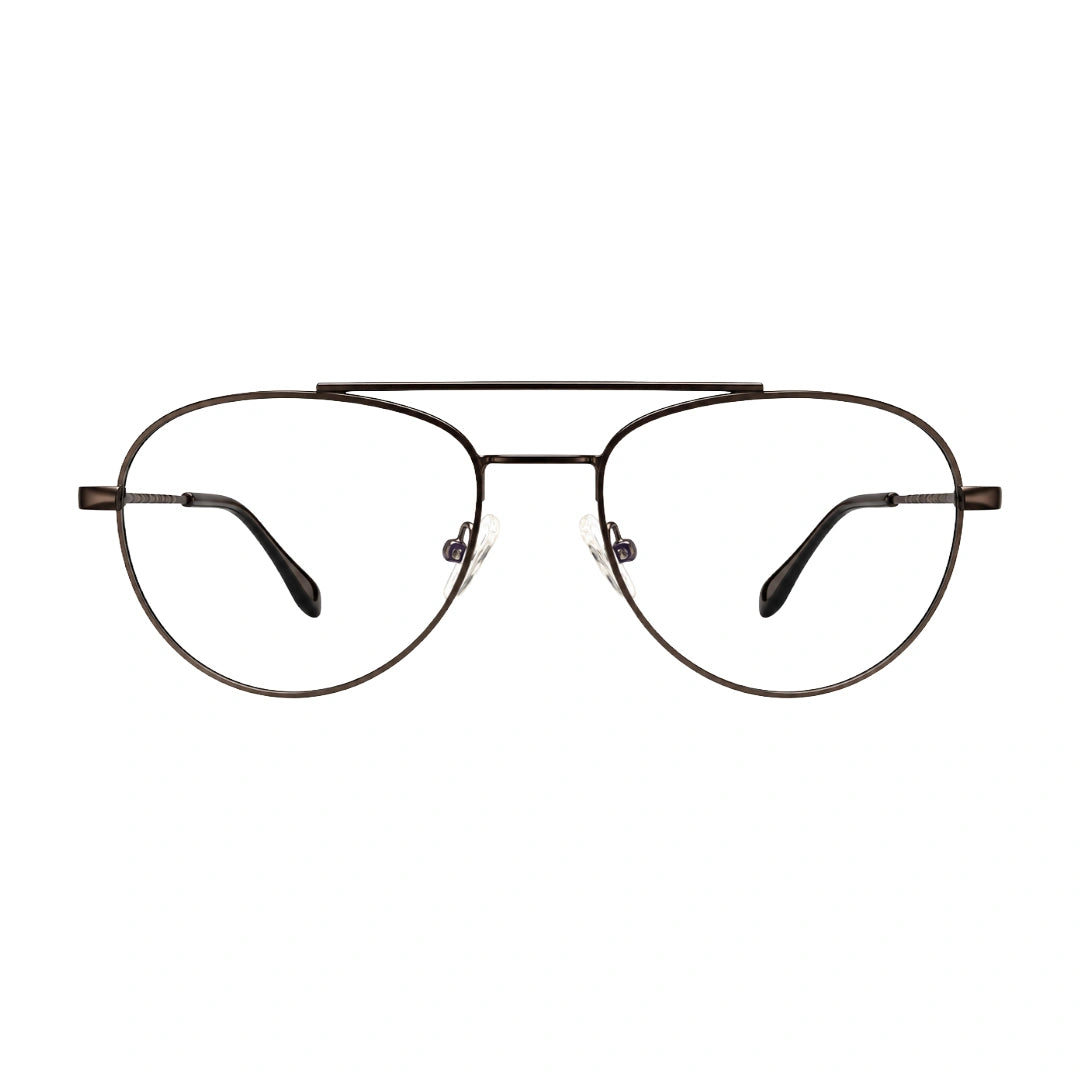 OS Fashion Style 22009 classic aviator double bridge prescription eyeglasses in brown, front view